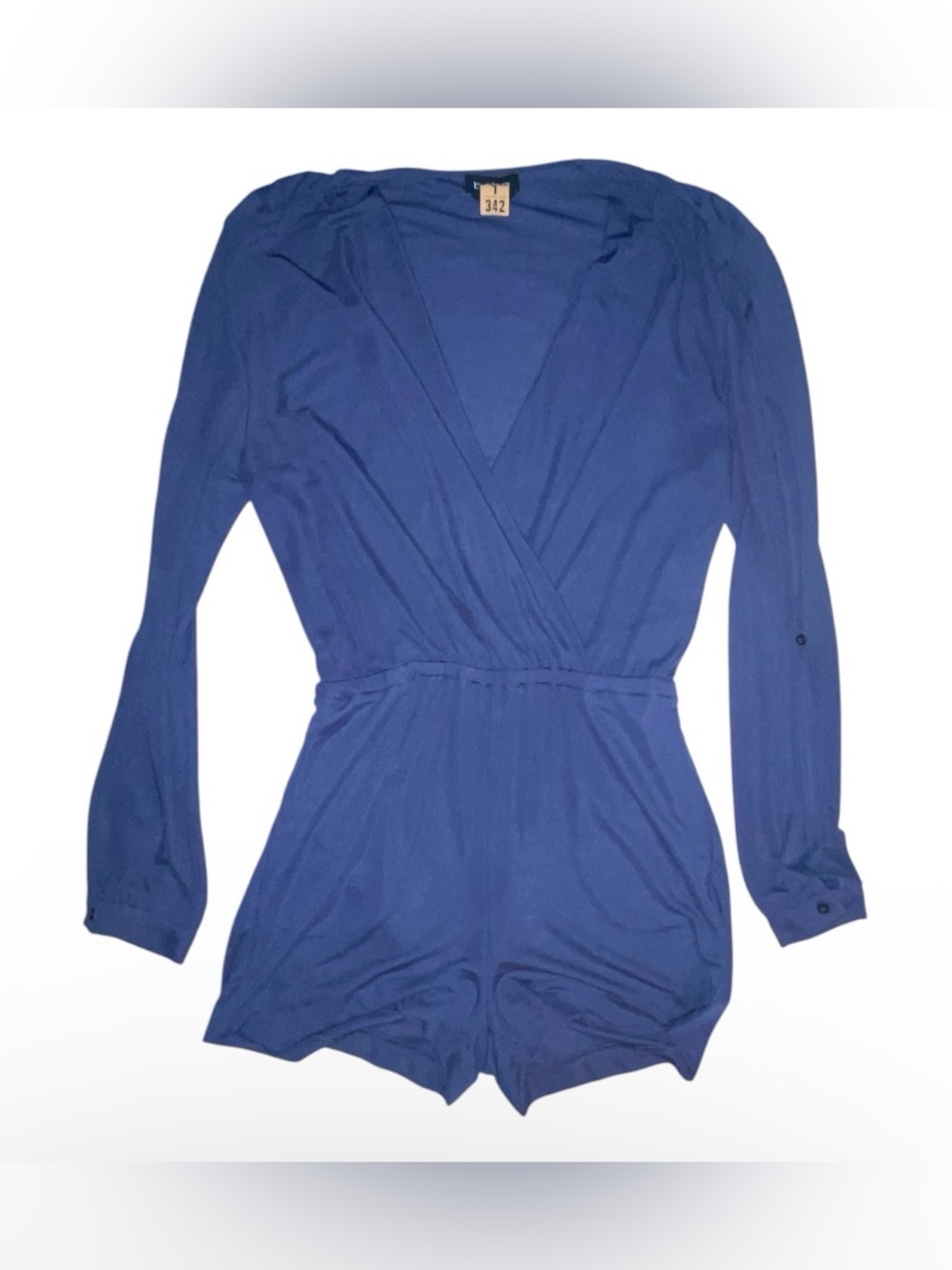 Bebe long sleeve Surplice Blue Long Sleeve Romper